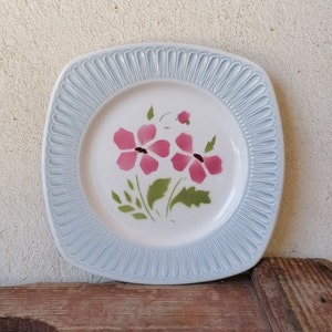 Set med 5 vintage italienska keramiktallrikar från 1960-talet, desserttallrikar, köksväggdekor, blommotiv, shabby chic