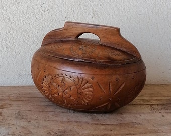 Ferro Da Stiro In Ghisa Vintage Con Manico In Legno – 15,5x13,5x6 Cm – Soprammobile