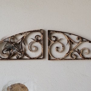 Antique iron grill, Italian, forged iron, wrought iron, over door decor, antique iron wall decor