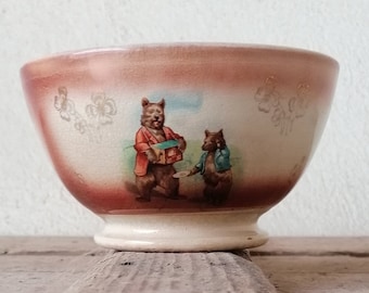 Seltene antike italienische Keramikschale , große Tasse für Vintage Koffein , Alte Küche Geschirr , antike Bauernhof Dekor