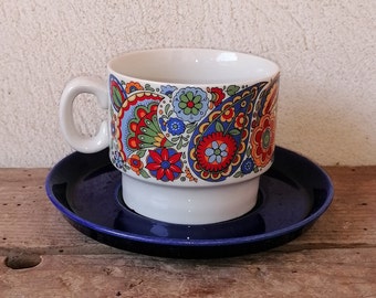 Set di Tazze da caffè e piattino in Ceramica per Tazze da tè Set di Tazze da caffè Vintage da 5,1 Once Tazze da caffè Piccole