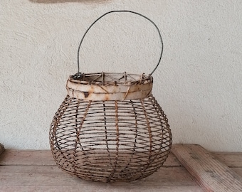 Vintage egg basket, Italian, wire container, rustic kitchen décor, rustic home décor, farm house kitchen