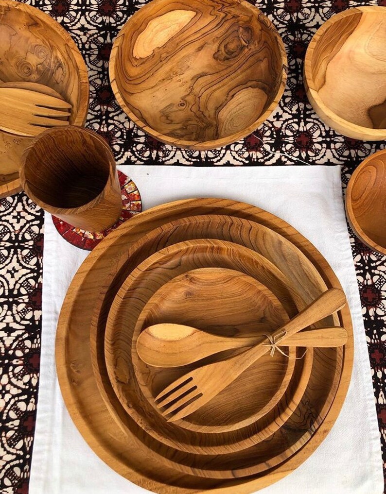 Teak Plate Handmade Wood plates Etsy