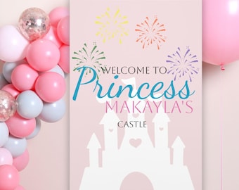 Princess Birthday Welcome Sign, Royal Celebration, Pink Birthday Welcome Sign, First Birthday Sign, Castle Princess Birthday Foam Board