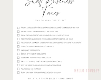 Small Business Tax Checklist, preparing your small business taxes, checklist for taxes, downloadable tax checklist, business taxes download