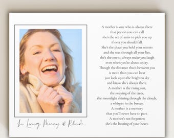 In liebevoller Erinnerung an Mutter Geschenk Personalisiertes Erinnerungsfoto Beerdigung Signage-Foto-Denkmal-Andenken Beileidsgeschenk Erinnern an Mom Leinwand-Gedicht