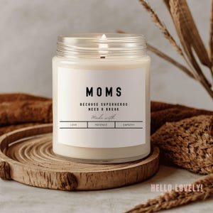Mamá porque los superhéroes necesitan un descanso, regalo para mamá, vela de regalo, vela para mamá, regalo de cumpleaños para hija, mejor mamá, regalo divertido para mamá,
