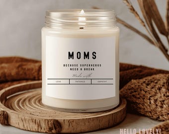 Mãe, porque os super-heróis precisam de uma pausa, presente para a mãe, vela de presente, vela para a mãe, presente da filha, presente de aniversário, melhor mãe, presente engraçado para a mãe,