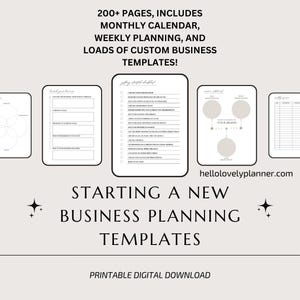 Business Planner, Templates for Starting your Dream Business, Printable Small Business Planner, Printable Business Workbook, PDF
