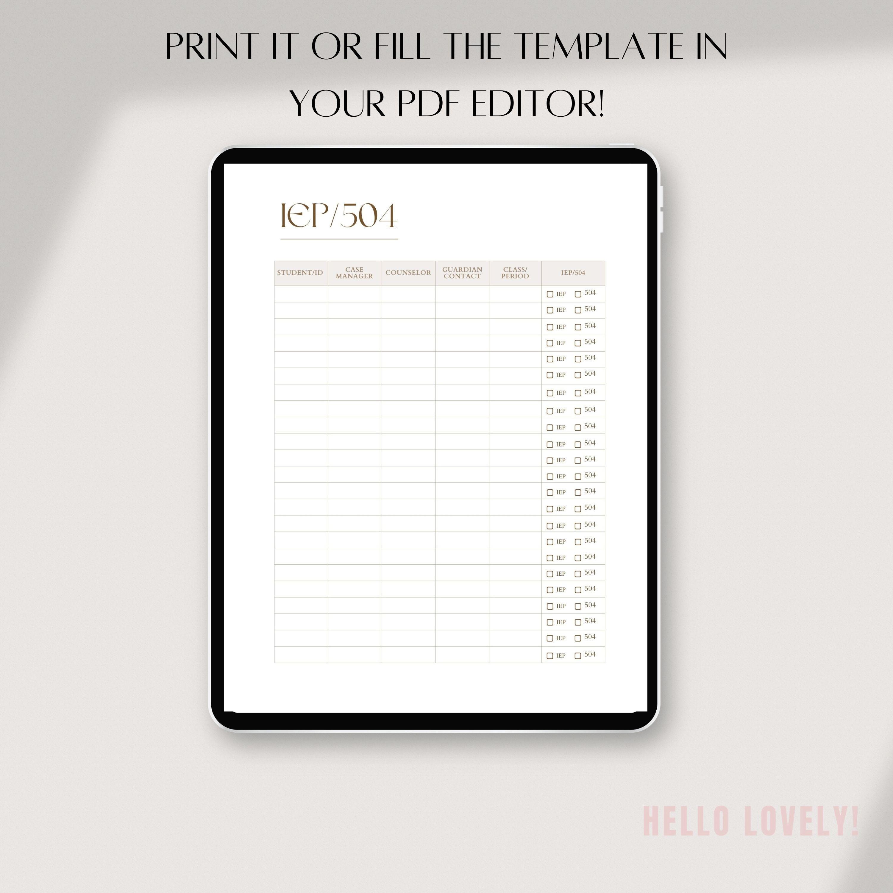 Student IEP 504 Plan Teacher Template, Digital IEP Tracker, Teacher ...
