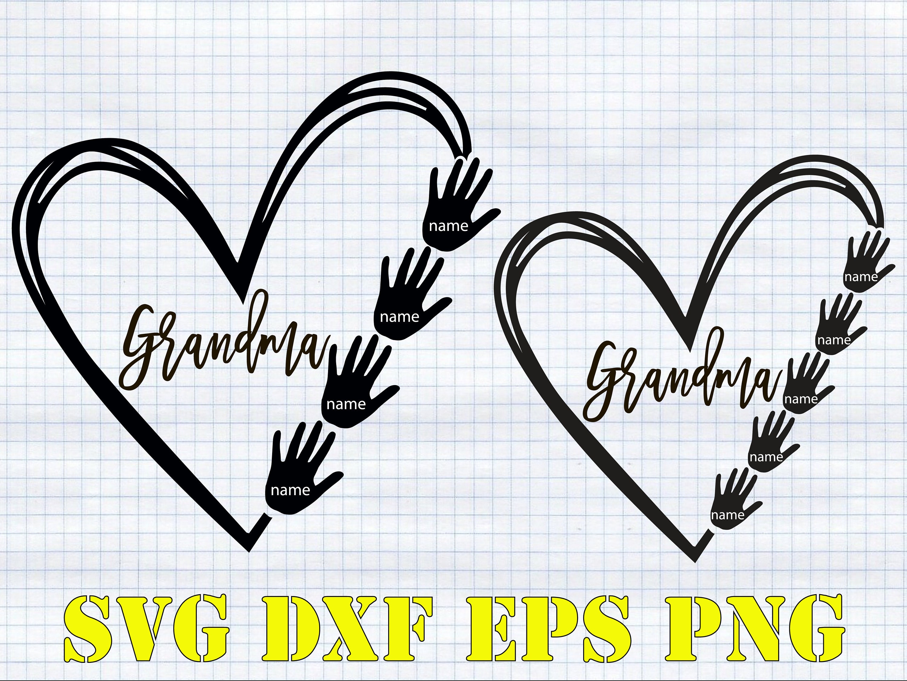 Read the Full Title Grandma Heart Grandkids Hands SVG PNG Dxf - Etsy