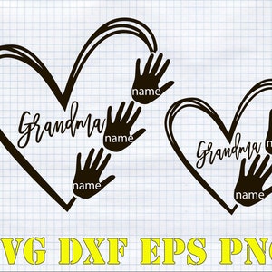 Grandma Heart SVG and PNG file, personalized name, grtandchild svg, grandchildren svg, Baby Hand Prints svg, Digital Cut File silhouette svg