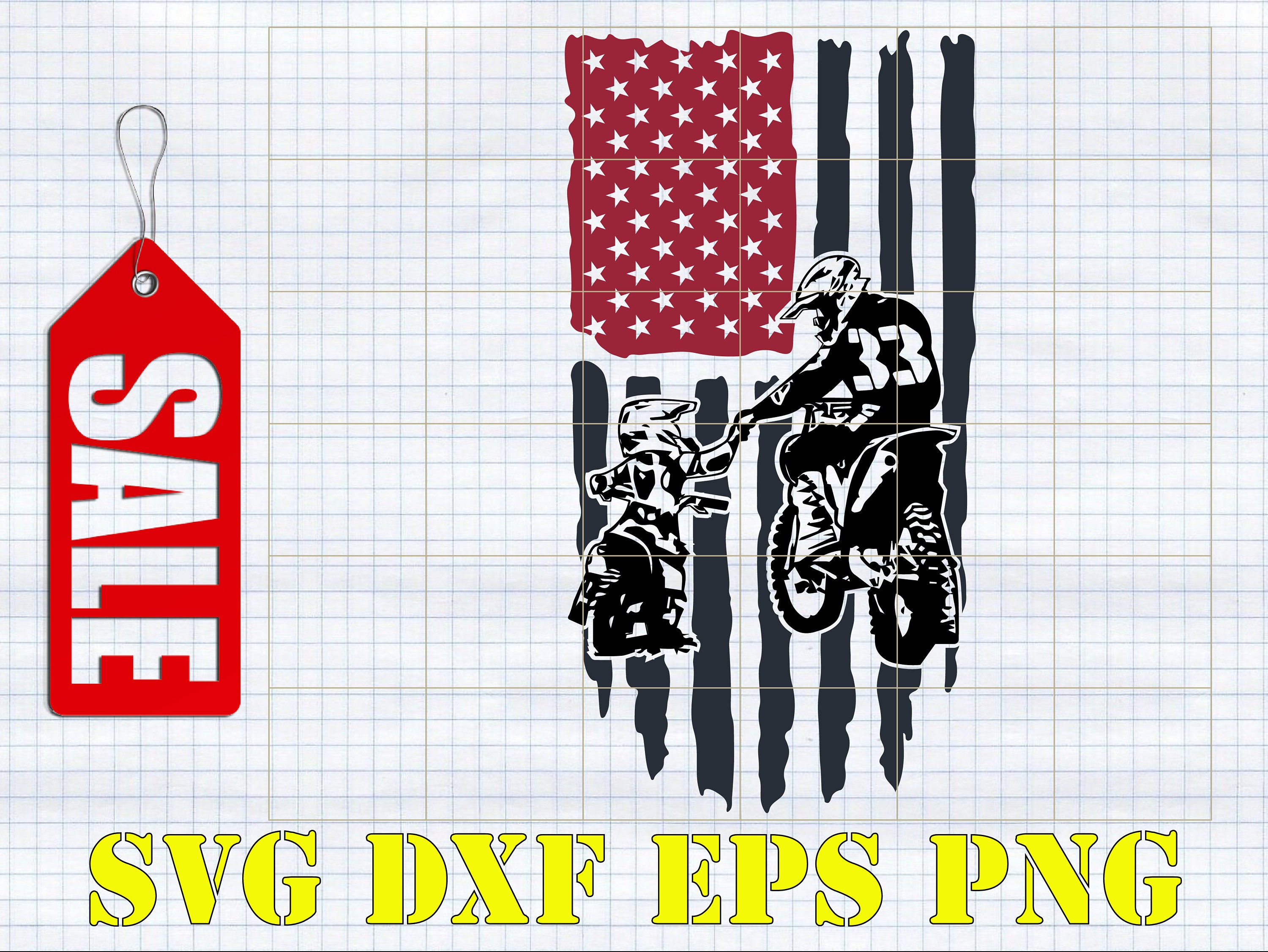 Motocross Father and Son Svg Png Distressed American Flag | Etsy