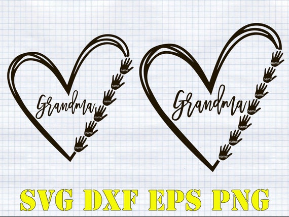 Grandma Heart SVG PNG DXF Personalized Name 6 and 7 Names - Etsy