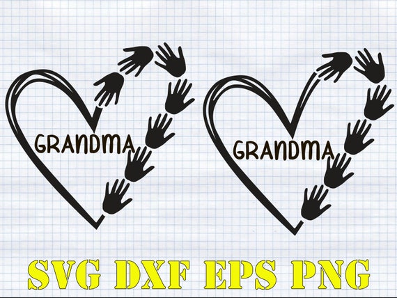 Instant Download Grandma Heart SVG Personalized Name 6 and 7 - Etsy