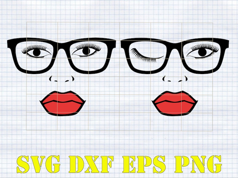 Download Woman face SVG PNG Winking svg Girl in glasses Woman face ...