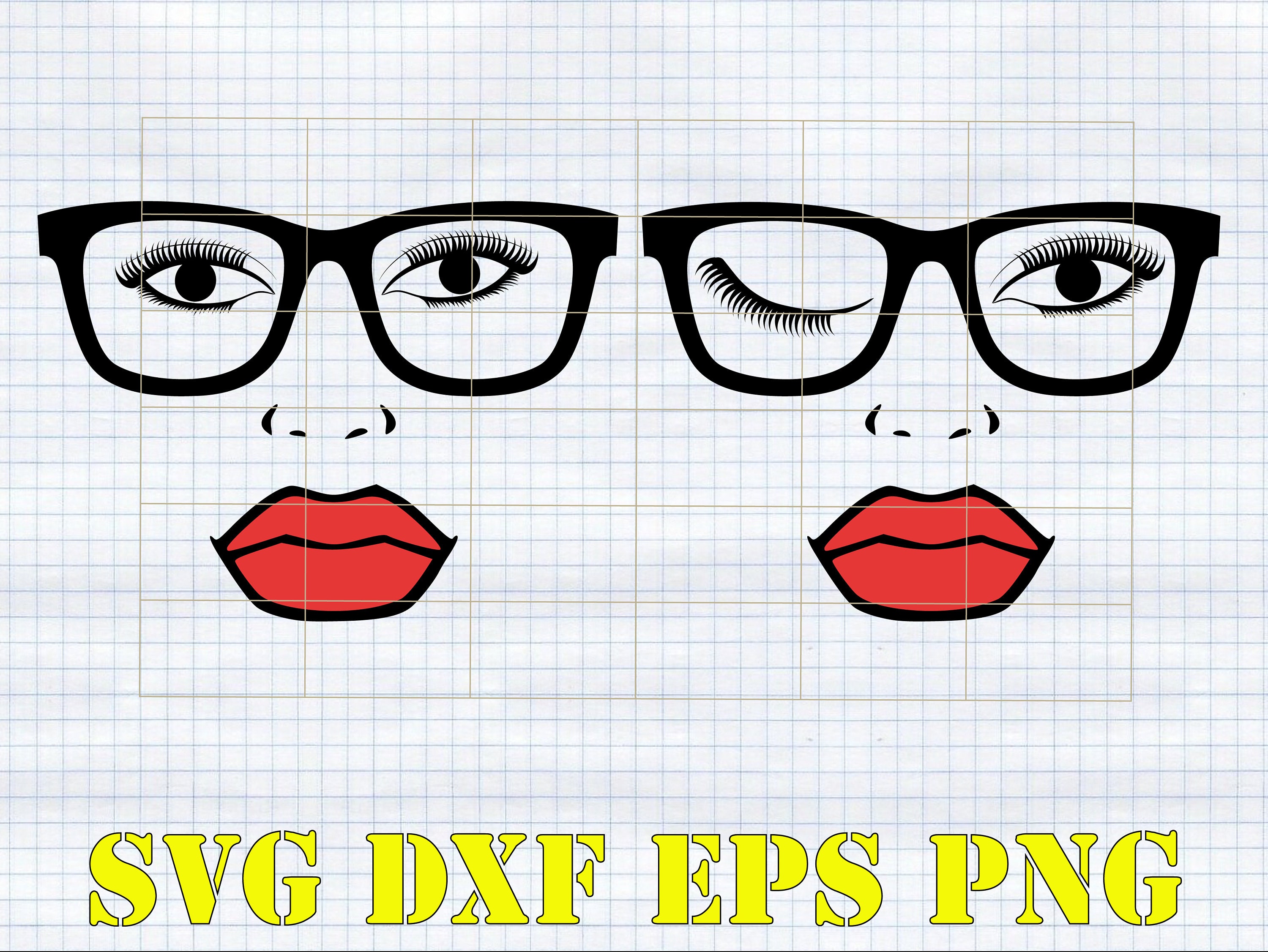 Download Woman face SVG PNG Winking svg Girl in glasses Woman face ...