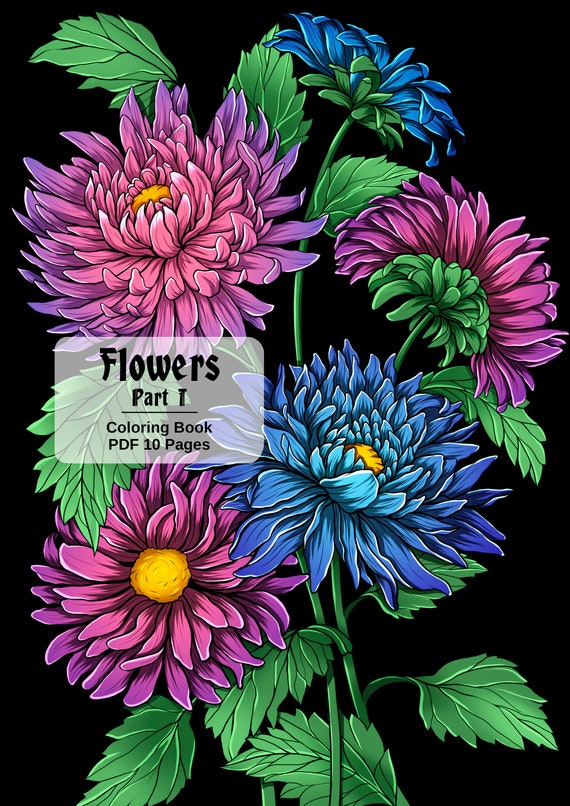 Adult Coloring Book Botanicum Flowers Digital Coloring Part 1 Etsy