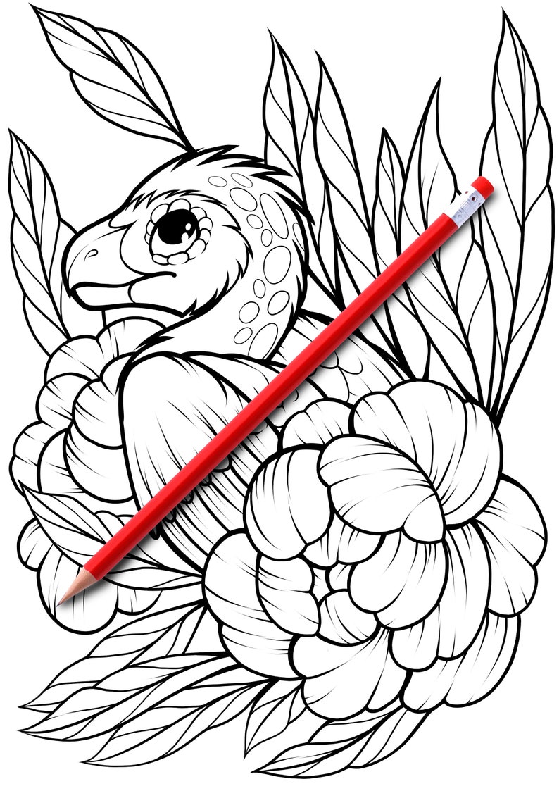 Download Adult Coloring book with dinosaurs and flowers. Pdf file of | Etsy