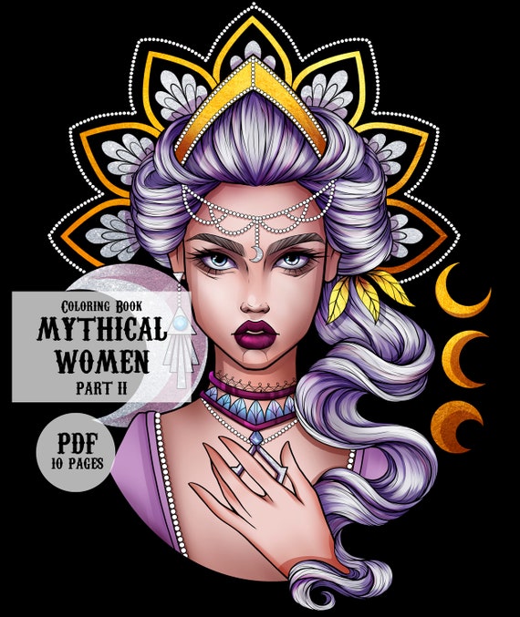 Download Adult Coloring Book With Mythical Women Pdf File Of Digital Etsy