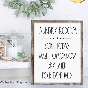 Printable Laundry Room Sign | Sort, Wash, Dry, Fold | Farmhouse Laundry Room Decor | DIGITAL DOWNLOAD