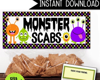 Monster Scabs Halloween Treat Bag Topper | Funny Party Favor | DIGITAL DOWNLOAD