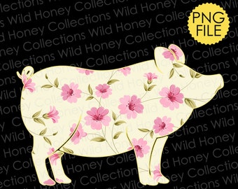 Download Original By Lisa Gray Floral Farm Animals Pig Painting Watercolor Floral Pig Print Pig Art Watercolor Pig Swine Art Floral Pig Watercolor Art Collectibles Vadel Com
