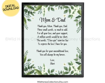 Thank You Mom Dad Etsy
