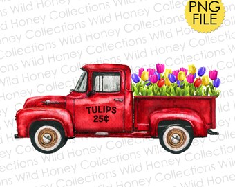 Spring Red Truck Etsy