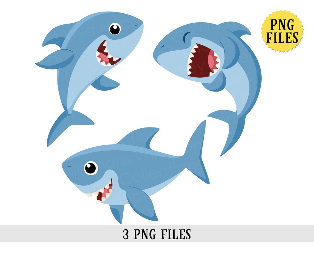 Sharks PNG Files Cute Sharks Baby Sharks Shark Clipart Etsy