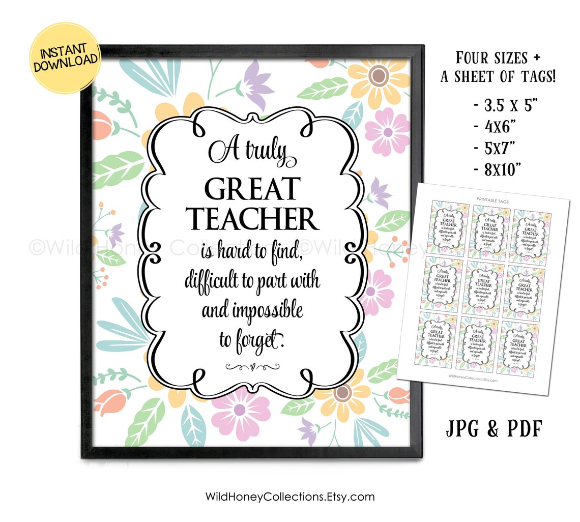 Printable Teacher Appreciation Gift A Truly Great Teacher is | Etsy