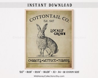 Cottontail Farms Rabbit Print: Vintage Easter Decor (Digital Download)
