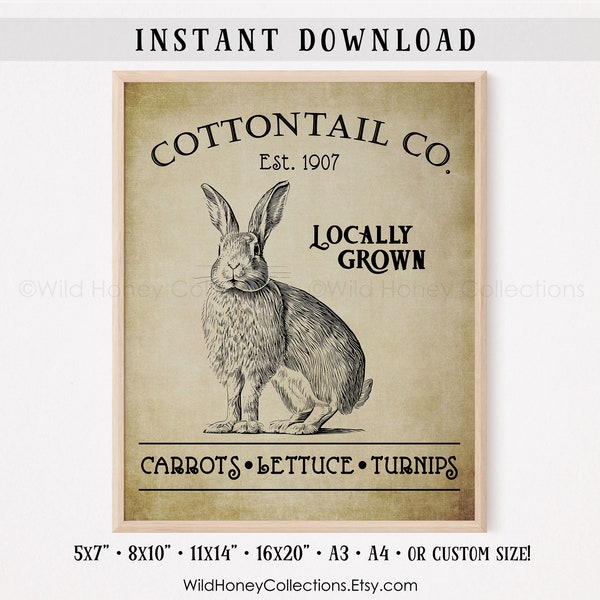 Cottontail Farms, Rustic Printable Easter Decor, Easter Rabbit, Tiered Easter Decor, INSTANT DIGITAL DOWNLOAD