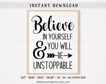 Inspirational Zitat Kunstdruck: Believe In Yourself (Digitaler Download)