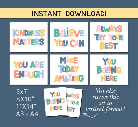 Classroom Printables Set of 6 Encouraging Quotes Positive | Etsy