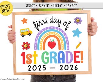 First Day of 1st Grade Sign: Printable School Photo Prop (Digital Download