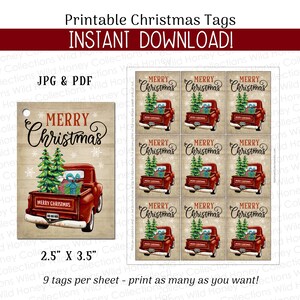 Printable Classic Christmas Gift Tags Red Truck Christmas - Etsy