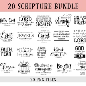 Bible Verse PNG Files: Scripture Bundle for Sublimation (20 Files)