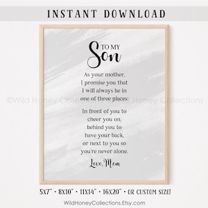A mio figlio poesia stampabile, regalo da madre a figlio, biglietto di auguri, DOWNLOAD DIGITALE IMMEDIATO