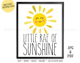 Little Rae Of Sunshine, Cute Sun, Printable Decor, Wall Art, Summertime, Summer Decor, Spring, Dunn Collector, INSTANT DIGITAL DOWNLOAD