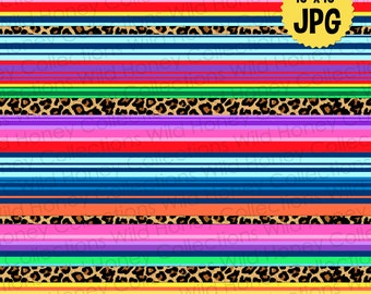 Colorful Serape Leopard Clipart Clip Art JPG JPEG File, Instant Download