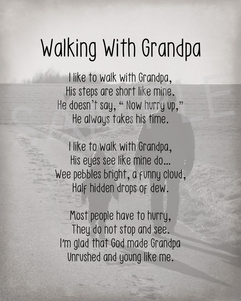 Walking With Grandpa Poem Printable