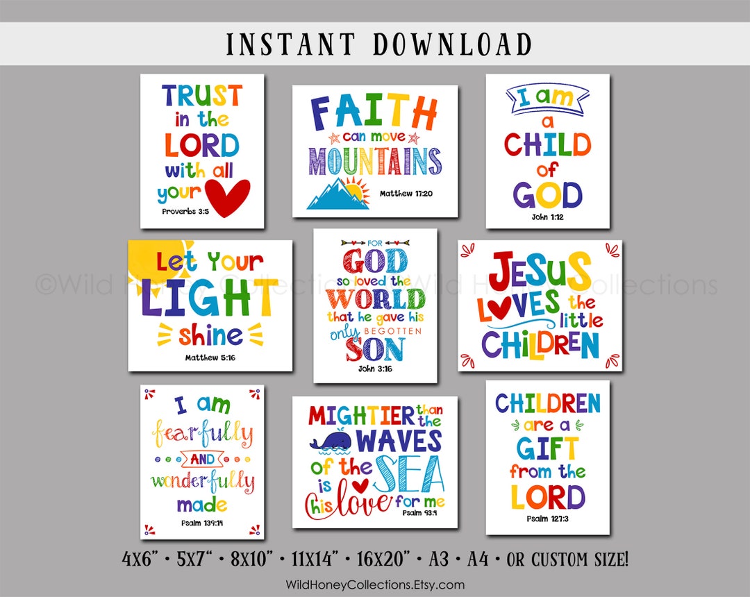 Christian Kids Room, Inspirational Printable Wall Art, Kids Room ...
