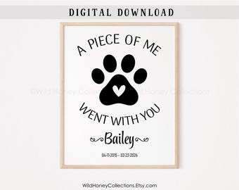 Personalized Pet Memorial Print, Pet Loss Gift (Digital Download)