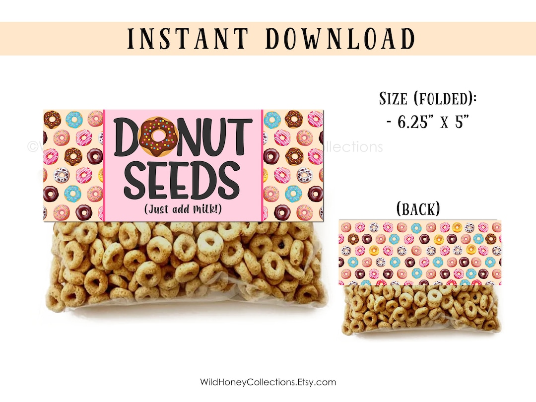 Printable Donut Seeds Treat Bag Topper: 2 Sizes (digital Download) Etsy