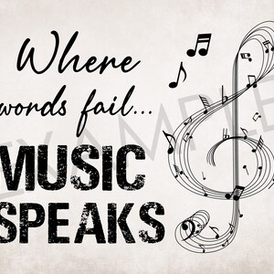 Inspirational Music Quote Printable Wall Decor Where Words - Etsy