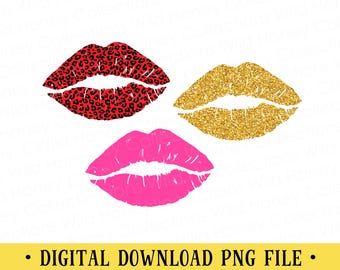 Lips PNG Files | Glitter Lips | Leopard Lips | DIGITAL DOWNLOAD