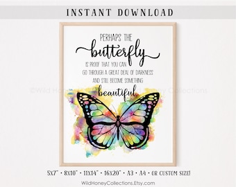 Butterfly Inspirational Printable Wall Decor, Butterfly Quote, Perhaps The Butterfly, INSTANT DIGITAL DOWNLOAD