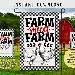 Farm Sweet Farm Chickens, Garden Flag Design, Sublimation Graphics, Printable Art, JPG & PNG, Instant Digital Download