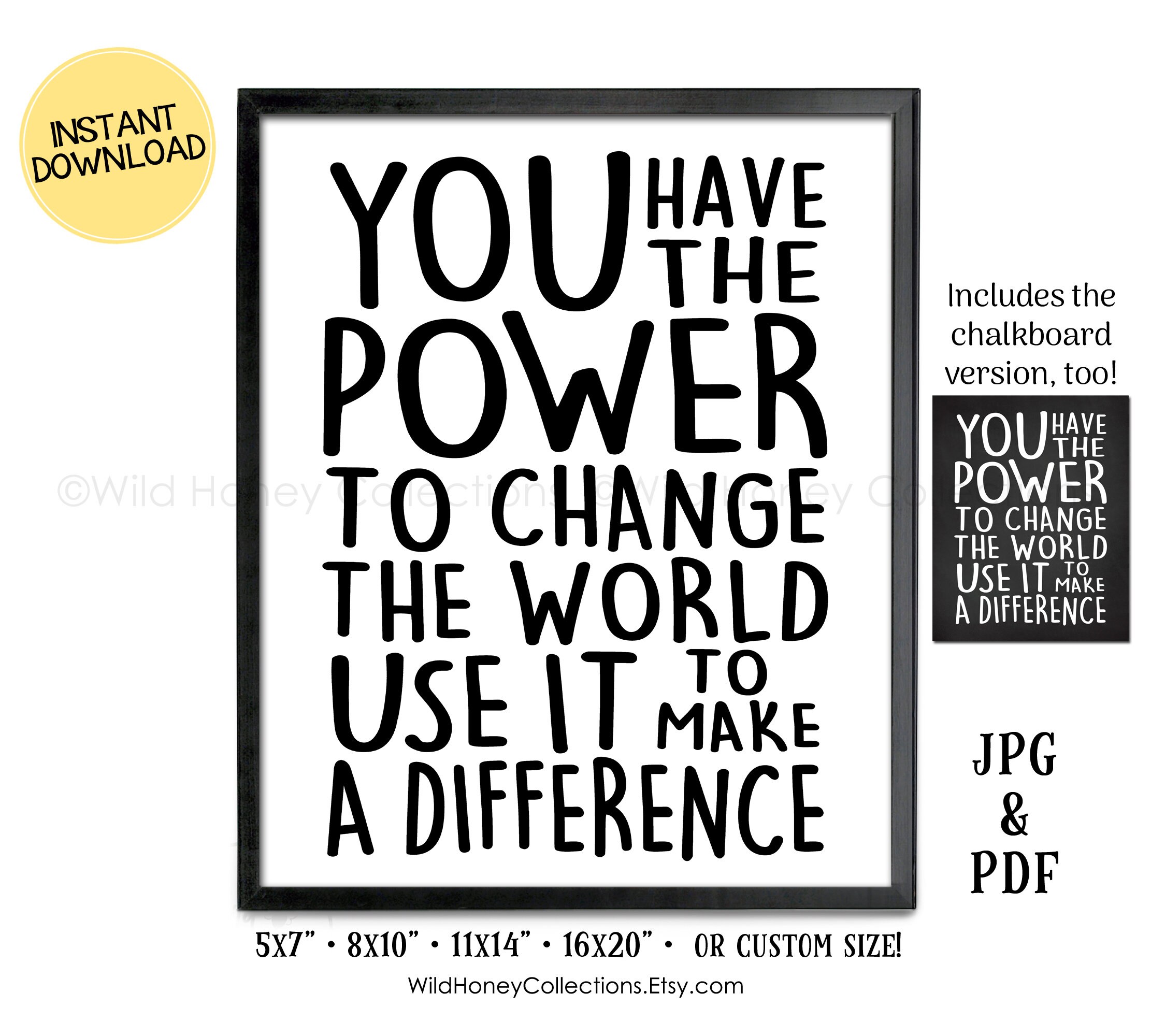 You Have the Power to Change the World, Printable Wall Decor